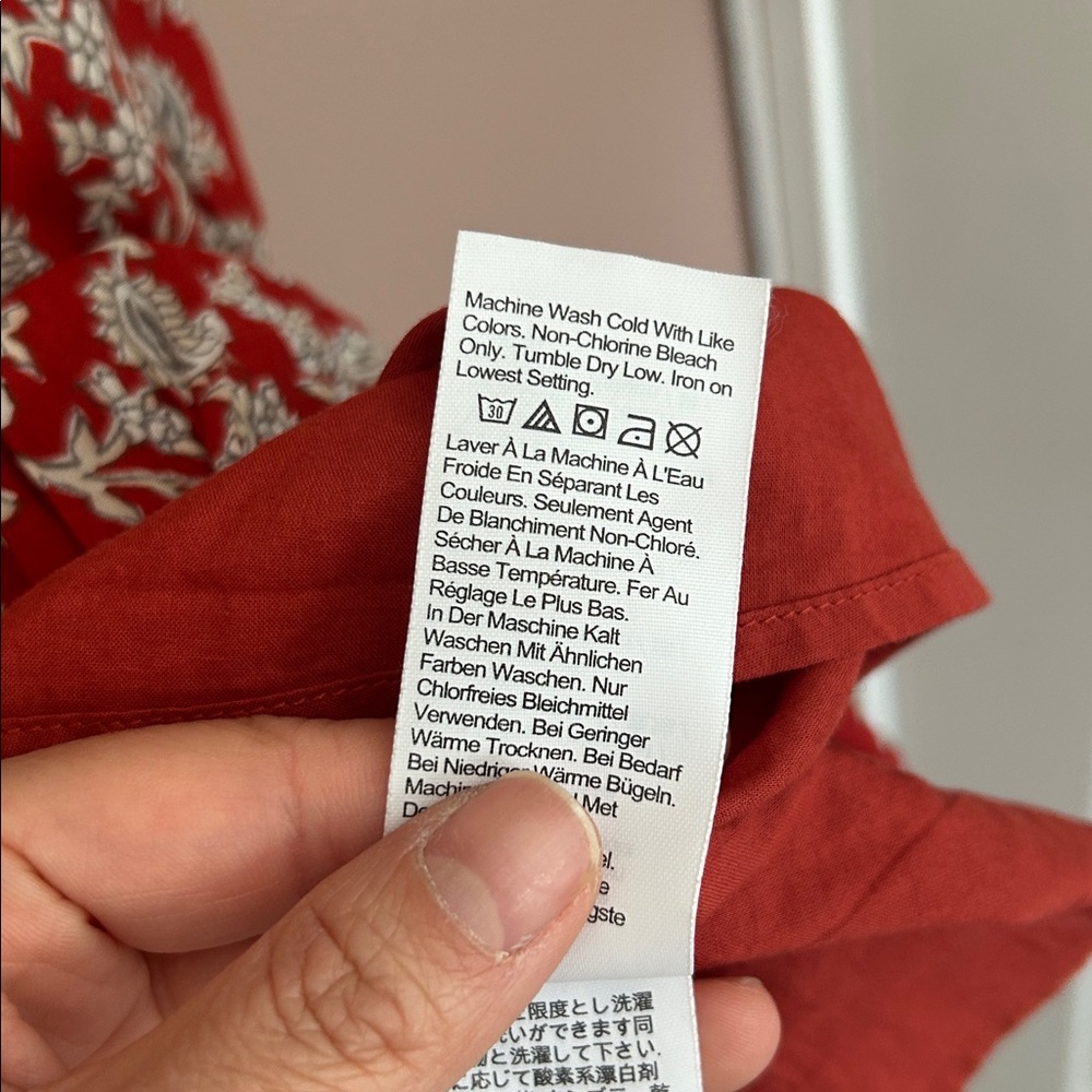 Madewell Pintucked Puff-Sleeve Midi Dress Floral Boho in Ground Madder Size 2 - Picture 15 of 15
